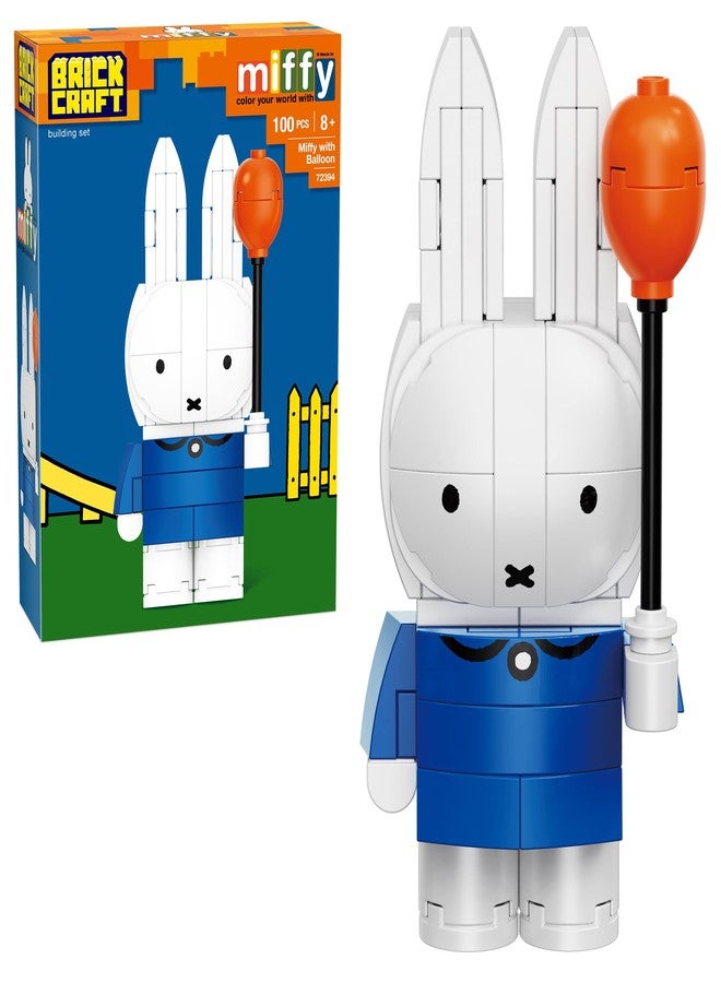 Brickcraft Miffy with Balloon Building Block Set 100-Piece Cute Bunny Figure in Blue Dress Holiday Christmas Toy Gift for Kids Collectors Fans Ages 8+ Festive DIY Brick Kit for Holiday Fun - Image 1